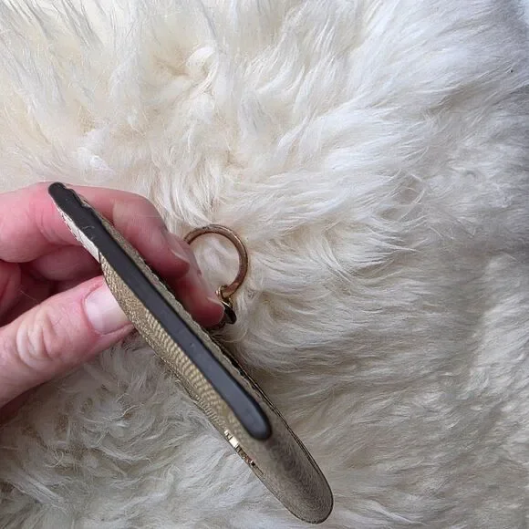 Coach Card Wallet with Logo, Zipper & Key Ring Tan Signature Jacquard Card Slot - Picture 7 of 12